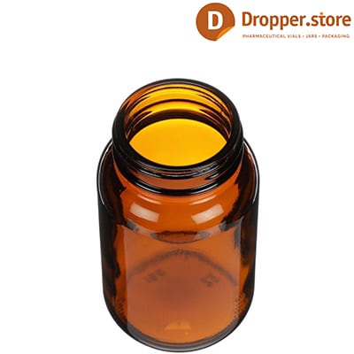 Amber Glass Pill Bottle 150ml TYPE III with Gold Aluminum Cap & Press Liner  for Pills , Tablet , Supplements , Vitamins , Capsules , Nutrition Powder